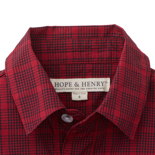 Poplin Button Down Shirt | Red Check - Hope & Henry Boy