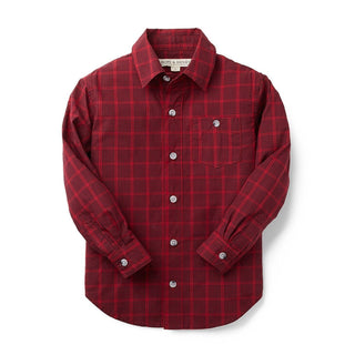 Poplin Button Down Shirt | Red Check - Hope & Henry Boy