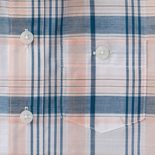 Poplin Short Sleeve Button Down Shirt | Teal Plaid - Hope & Henry Boy