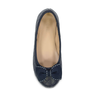 Quilted Leather Ballet Flat wth Bow - Hope & Henry Girl