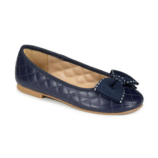 Quilted Leather Ballet Flat wth Bow - Hope & Henry Girl