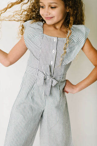 Ruffle Sleeve Button Front Jumpsuit - Hope & Henry Girl