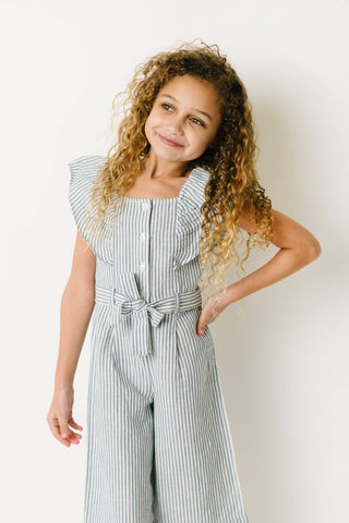 Ruffle Sleeve Button Front Jumpsuit - Hope & Henry Girl