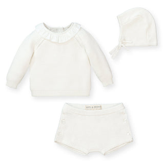 Ruffle Sweater, Bloomer, and Bonnet Set - Hope & Henry Baby