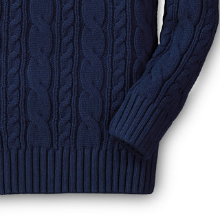 Hope & Henry Boys' Shawl Collar Cable Sweater (Navy, 3-6 Months)
