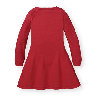 Skater Sweater Dress with Pointelle Sleeves - Hope & Henry Girl