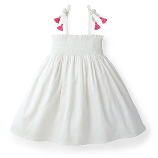 Smocked Dress with Tassels | White - Hope & Henry Girl