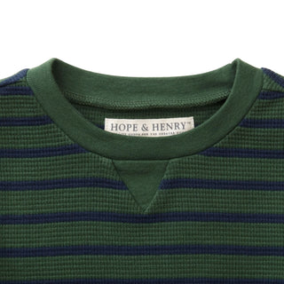 Thermal Long Sleeve Tee | Green Stripe - Hope & Henry Boy