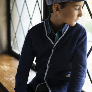Tipped Cardigan with Elbow Patches - Hope & Henry Boy