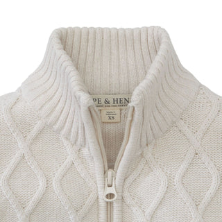 Zip Up Cable Knit Sweater | Oatmeal - Hope & Henry Boy